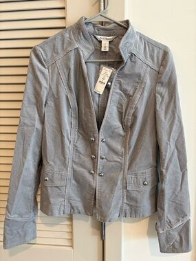 White House Black Market Gray Military-Style Jacket*Sz. 8*NWT